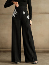 Anewsta Women's Elegant Rhinestone Embellished Wide Leg Dress Pants